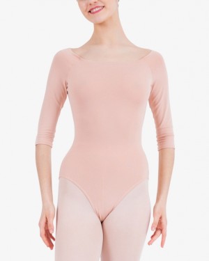 Beige Repetto 3/4 sleeves Women's Leotards | 08516OHAS