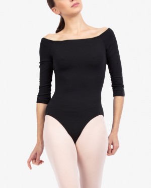 Black Repetto 3/4 sleeves Women's Leotards | 28960JWMK