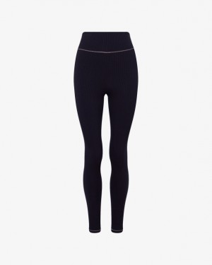 Black Repetto Ribbed Women's Leggings | 08914HVQD