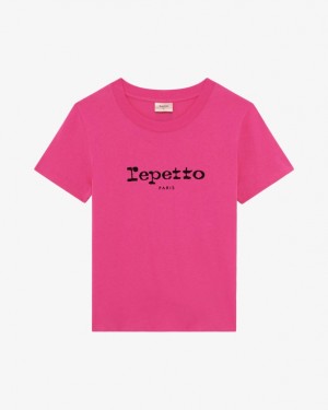 Fuchsia Pink Repetto Women's T-Shirts | 05239LNJC