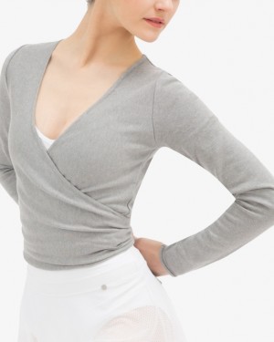 Grey Repetto Wrap-over Women's Long Sleeve | 91854QTWK