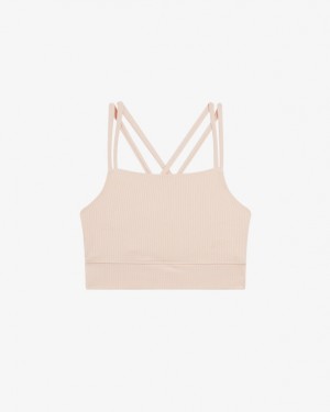 Pink Repetto Ribbed with thin straps Women's Bra | 92685YITL