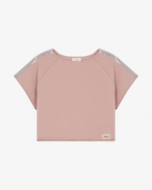 Pink Repetto Short-sleeved graphic Women's Sweatshirts | 21036HMRD