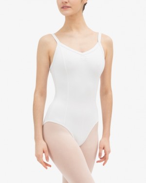 White Repetto Gathered front Women's Leotards | 29758TFQH