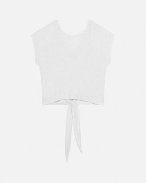 White Repetto Short sleeves top to tie Women's T-Shirts | 72580DBJY