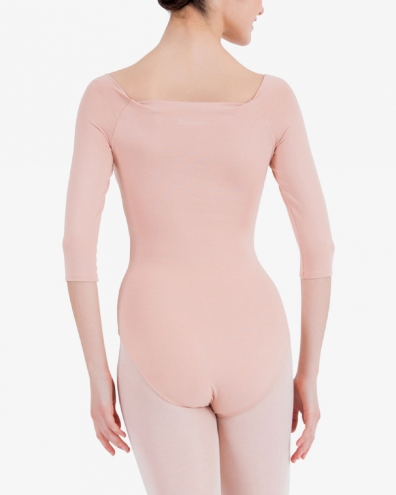 Beige Repetto 3/4 sleeves Women's Leotards | 08516OHAS