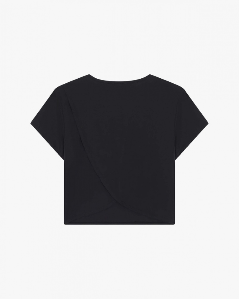 Black Repetto Active Silk crop Women's Tops | 41208YZSO