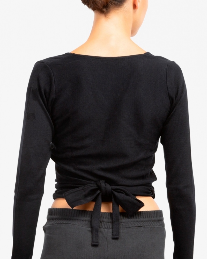 Black Repetto Knitted wrap-over Women's Long Sleeve | 79368XOFW