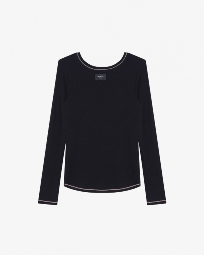 Black Repetto Long sleeves top Women's T-Shirts | 73469ETVA