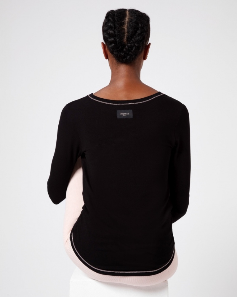 Black Repetto Long sleeves top Women's T-Shirts | 73469ETVA