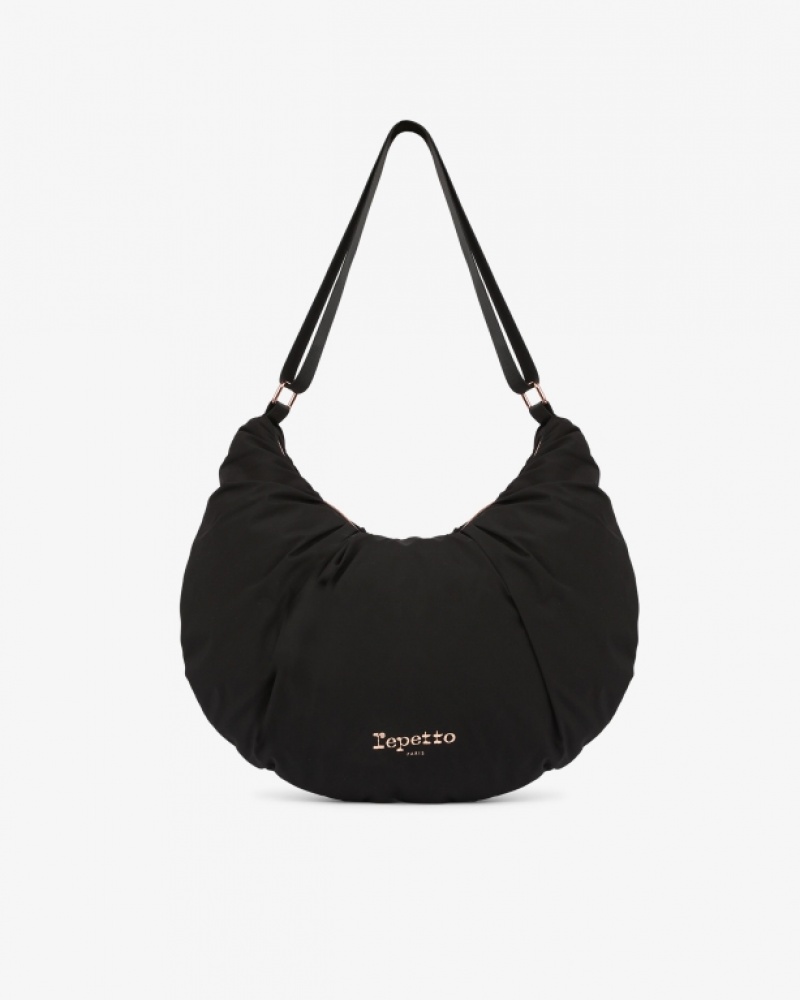 Black Repetto Lune padded nylon half-moon Women\'s Sports Bag | 21958TFOZ