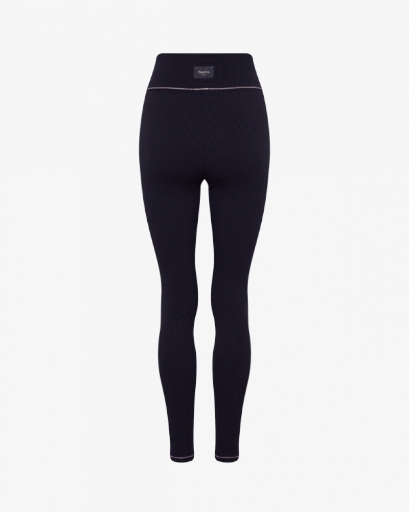 Black Repetto Ribbed Women's Leggings | 08914HVQD