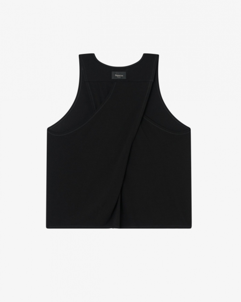 Black Repetto Studio draped tank Women's Tops | 92704ASIH