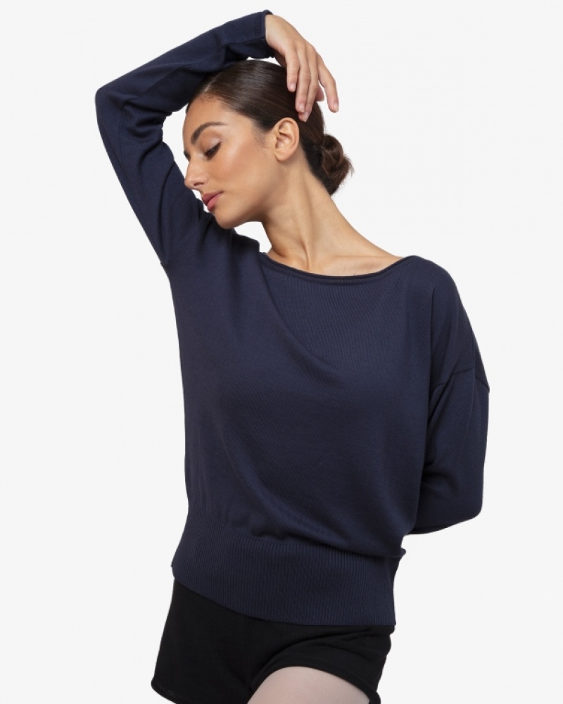 Blue Repetto Warm-up pull over Women's Long Sleeve | 20678WVSO