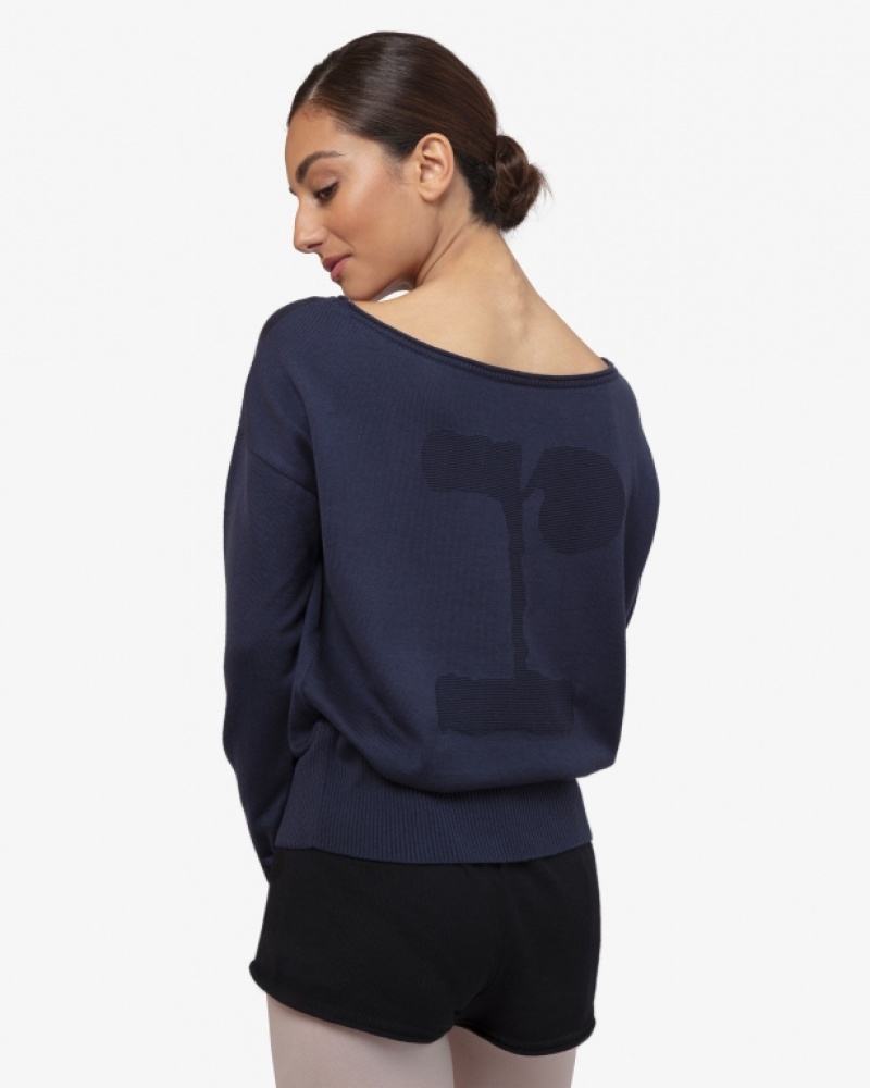 Blue Repetto Warm-up pull over Women's Long Sleeve | 20678WVSO