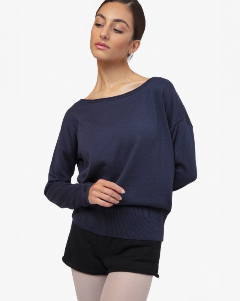 Blue Repetto Warm-up pull over Women's Long Sleeve | 20678WVSO