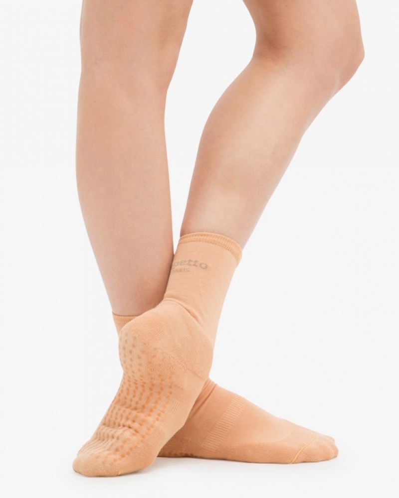 Brown Beige Repetto Anti slippery for warming up Women\'s Socks | 48519SAUM