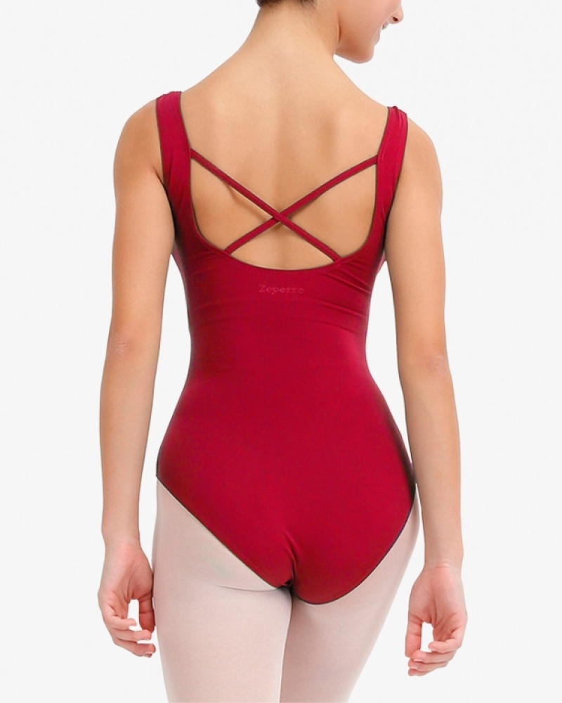 Dark Red Repetto Large straps Women's Leotards | 57019NLFP