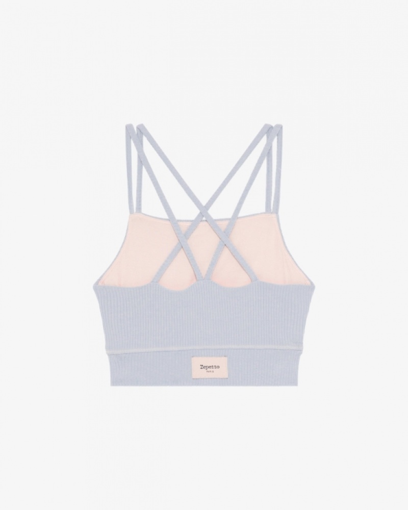 Grey Repetto Ribbed with thin straps Women's Bra | 82351VHPX