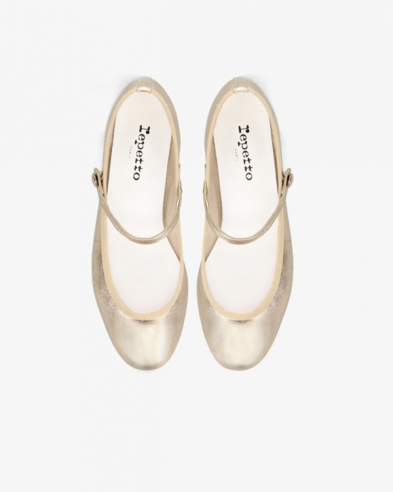 Light Gold Repetto Rose Women's Mary Janes | 84652OJFE