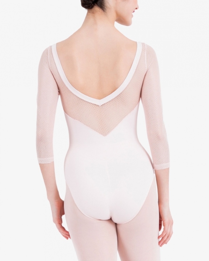 Pink Repetto 3/4 sleeves with lace Women's Leotards | 49823PFDX