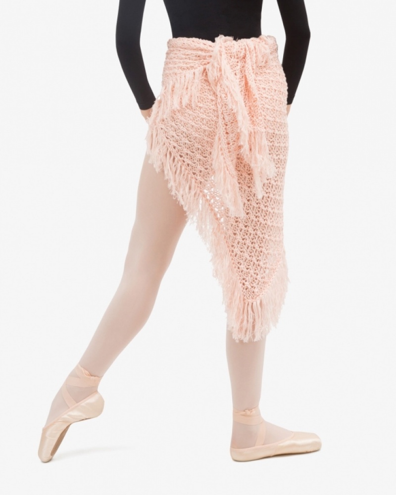 Pink Repetto Knit shawl with fringes Women's Leg Warmer | 49738VMBG