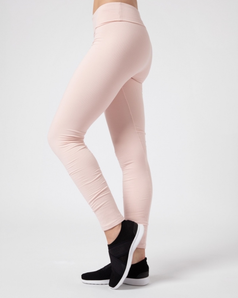 Pink Repetto Ribbed Women's Leggings | 92734DSOC