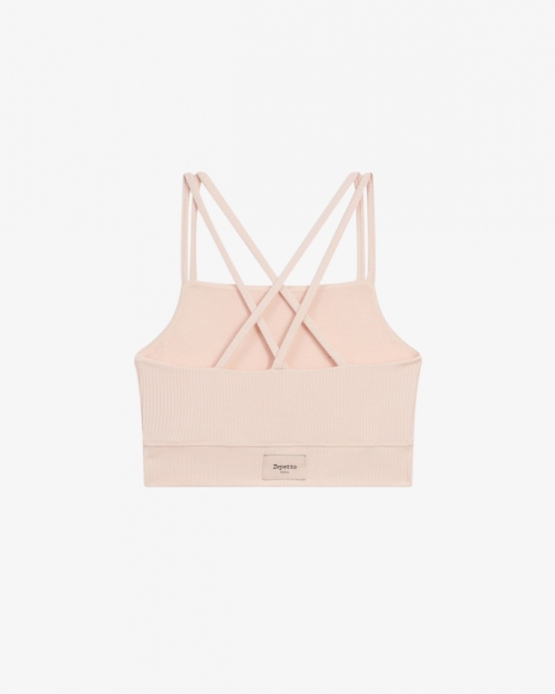 Pink Repetto Ribbed with thin straps Women's Bra | 92685YITL