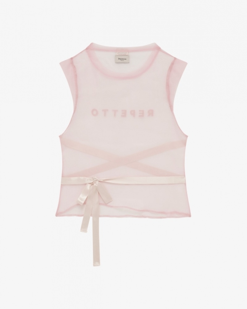 Pink Repetto Tulle tunic to tie Women's T-Shirts | 09437HJQV