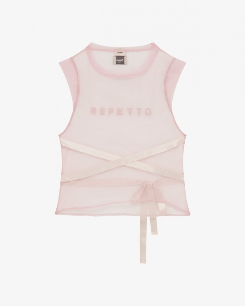 Pink Repetto Tulle tunic to tie Women\'s T-Shirts | 09437HJQV