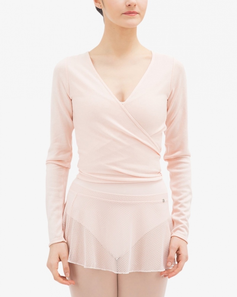 Pink Repetto Wrap-over Women's Long Sleeve | 92578KCAR