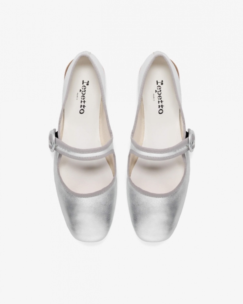 Silver Repetto Georgia square-toe Women's Mary Janes | 89307ACXO