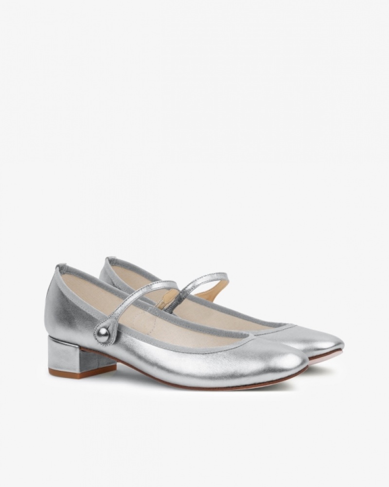 Silver Repetto Rose Women's Mary Janes | 79508UTCA