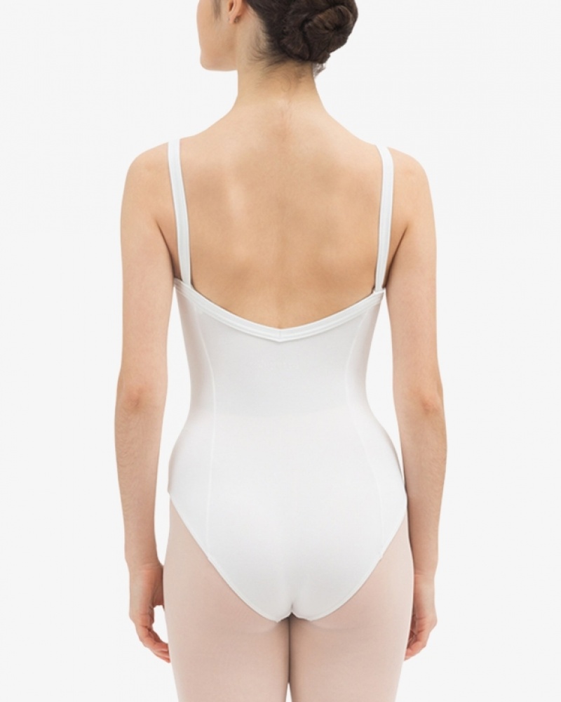 White Repetto Gathered front Women's Leotards | 29758TFQH